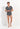 Full-body view of a men model wearing HO dark grey print  Tee-Shirt V Neck