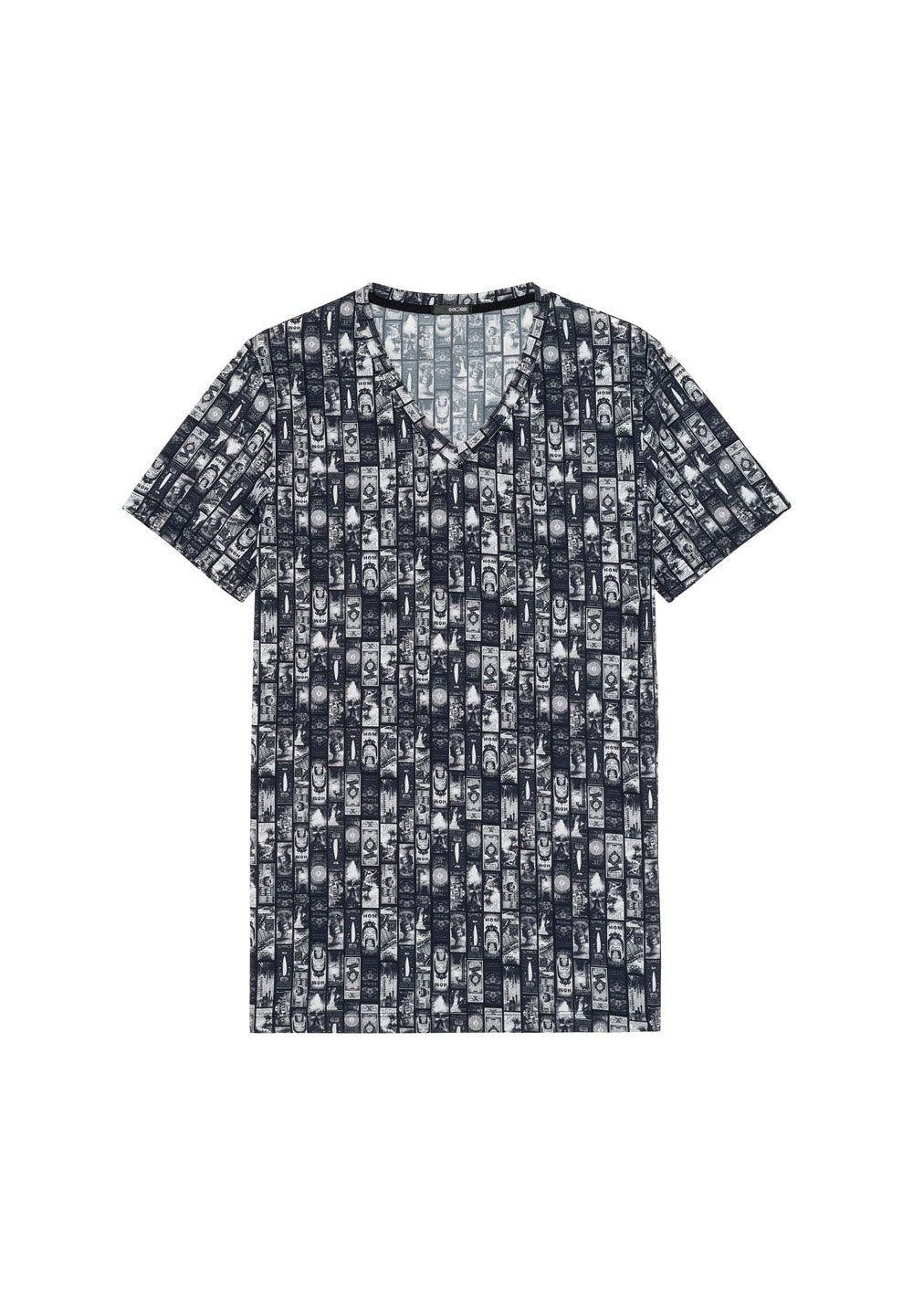 Front cutout view of HO dark grey print  Tee-Shirt V Neck