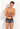 Front view of a men model wearing HO dark grey print  Trunk