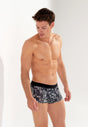 General view of a men model wearing HO dark grey print  Trunk