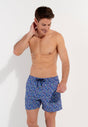 Front view of a men model wearing HO navy print  Beach Boxer