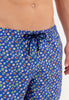 Close-up view of a men model wearing HO navy print  Beach Boxer