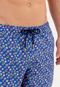 Close-up view of a men model wearing HO navy print  Beach Boxer
