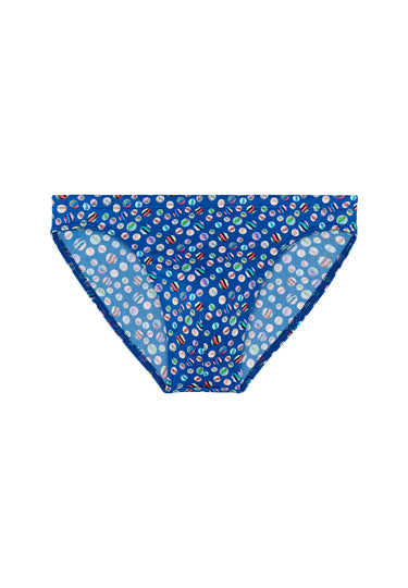 Front cutout view of HO navy print  Swim Micro Briefs