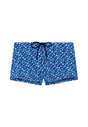 Front cutout view of HO navy print  Swim Shorts