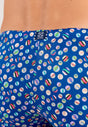 General view of a men model wearing HO navy print  Swim Shorts