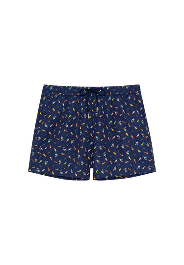 Front cutout view of HO navy print  Beach Boxer