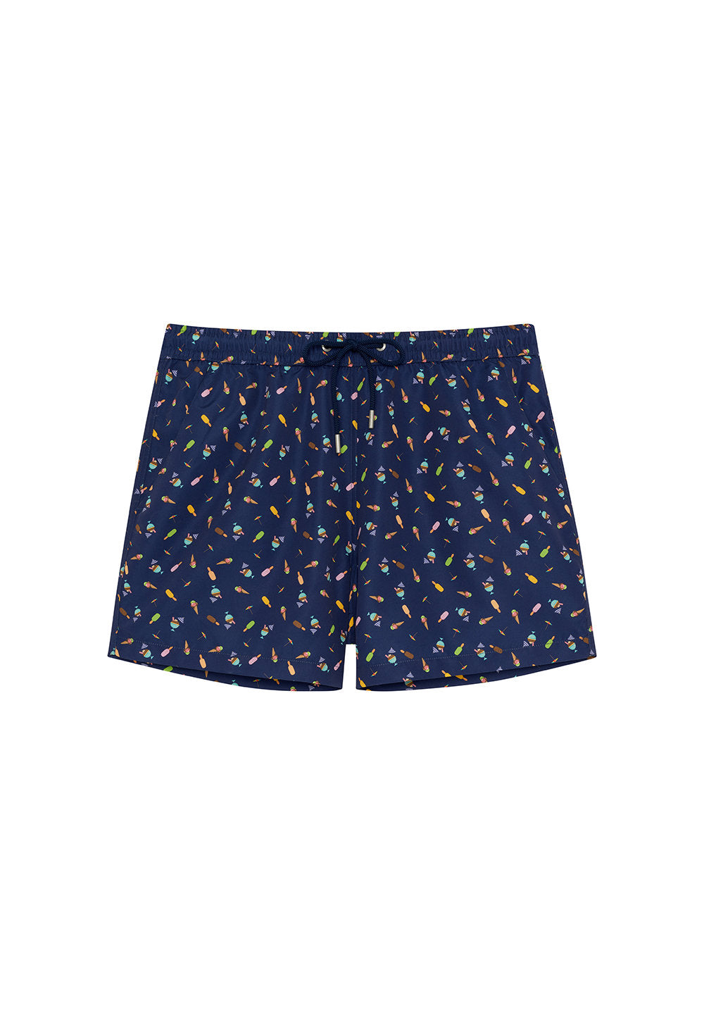 Front cutout view of HO navy print  Beach Boxer