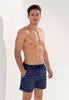Front view of a men model wearing HO navy print  Beach Boxer