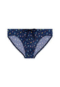 Front cutout view of HO navy print  Swim Mini Briefs