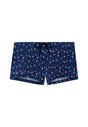 Front cutout view of HO navy print  Swim Shorts