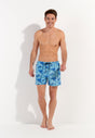 General view of a men model wearing HO blue print  Beach Boxer