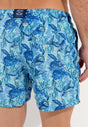 General view of a men model wearing HO blue print  Beach Boxer