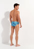 General view of a men model wearing HO blue print  Swim Mini Briefs