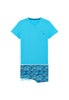 Front cutout view of HO turquoise print cotton Short Sleepwear