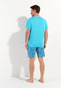 General view of a men model wearing HO turquoise print cotton Short Sleepwear