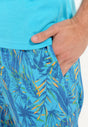 General view of a men model wearing HO turquoise print cotton Short Sleepwear