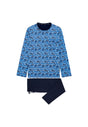 Front cutout view of HO blue print cotton Long Sleepwear
