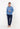 Full-body view of a men model wearing HO blue print cotton Long Sleepwear