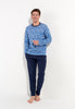 Full-body view of a men model wearing HO blue print cotton Long Sleepwear