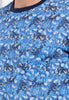Close-up view of a men model wearing HO blue print cotton Long Sleepwear
