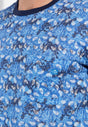 Close-up view of a men model wearing HO blue print cotton Long Sleepwear