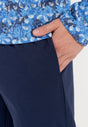 General view of a men model wearing HO blue print cotton Long Sleepwear