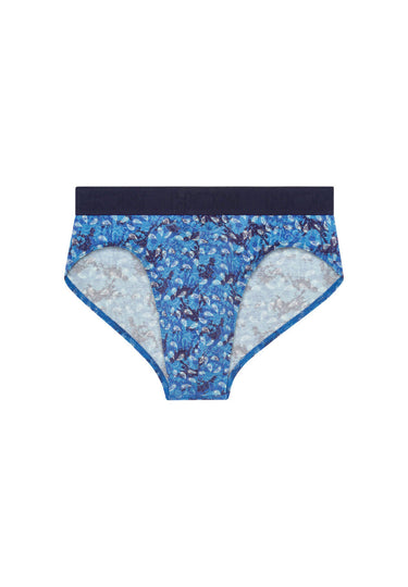 Front cutout view of HO blue print modal/viscose/tencel Briefs HO1