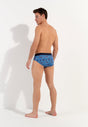 General view of a men model wearing HO blue print modal/viscose/tencel Briefs HO1