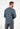 Back view of a men model wearing HO dark grey print cotton Long Sleepwear