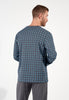 Back view of a men model wearing HO dark grey print cotton Long Sleepwear
