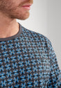 Close-up view of a men model wearing HO dark grey print cotton Long Sleepwear