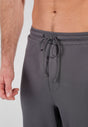 General view of a men model wearing HO dark grey print cotton Long Sleepwear