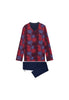 Front cutout view of HO bordeaux print cotton Long Sleepwear