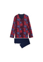 Front cutout view of HO bordeaux print cotton Long Sleepwear