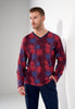 Front view of a men model wearing HO bordeaux print cotton Long Sleepwear