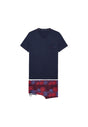 Front cutout view of HO bordeaux print cotton Short Sleepwear