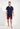 Full-body view of a men model wearing HO bordeaux print cotton Short Sleepwear