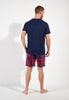 General view of a men model wearing HO bordeaux print cotton Short Sleepwear