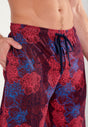 General view of a men model wearing HO bordeaux print cotton Short Sleepwear