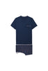 Front cutout view of HO navy print cotton Short Sleepwear