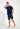 Full-body view of a men model wearing HO navy print cotton Short Sleepwear