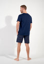 General view of a men model wearing HO navy print cotton Short Sleepwear