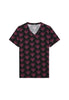 Front cutout view of HO bordeaux print  Tee-Shirt V Neck
