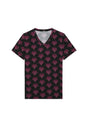 Front cutout view of HO bordeaux print  Tee-Shirt V Neck
