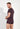 Back view of a men model wearing HO bordeaux print  Tee-Shirt V Neck