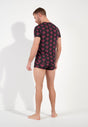 General view of a men model wearing HO bordeaux print  Tee-Shirt V Neck