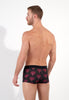 Back view of a men model wearing HO bordeaux print  Trunk