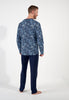 General view of a men model wearing HO navy print cotton Long Sleepwear