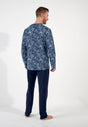 General view of a men model wearing HO navy print cotton Long Sleepwear
